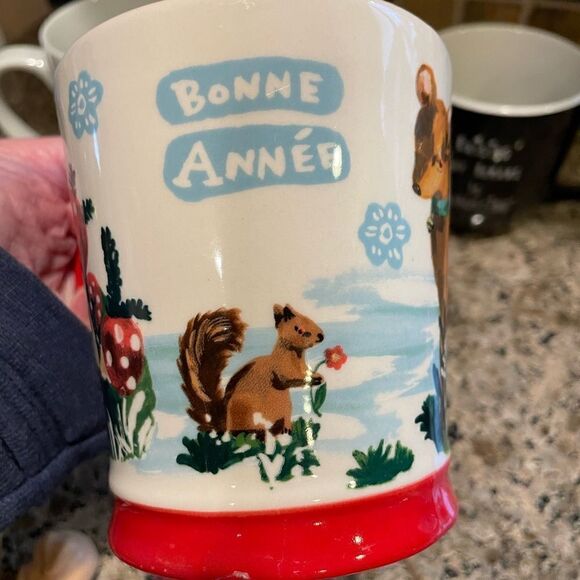 Anthropologie Bonne Annee Reindeer Mushroom Cup Plus Mom Bird Cups - Picture 3 of 12